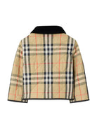 Giacca trapuntata per neonato Burberry Kids beige a quadri con tasche laterali - Rubino Kids