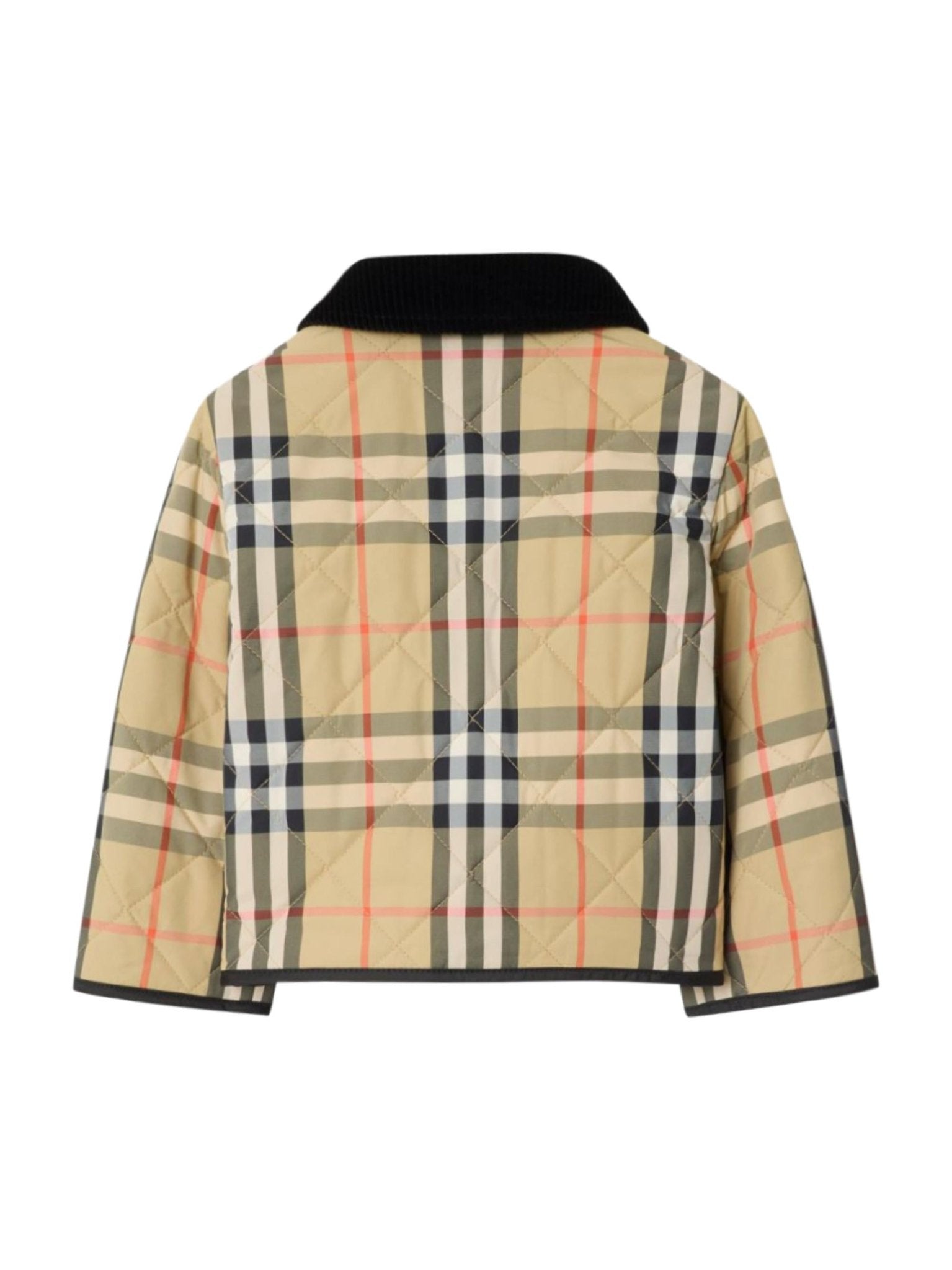 Giacca trapuntata per neonato Burberry Kids beige a quadri con tasche laterali - Rubino Kids