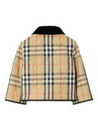 Giacca trapuntata per neonato Burberry Kids beige a quadri con tasche laterali - Rubino Kids