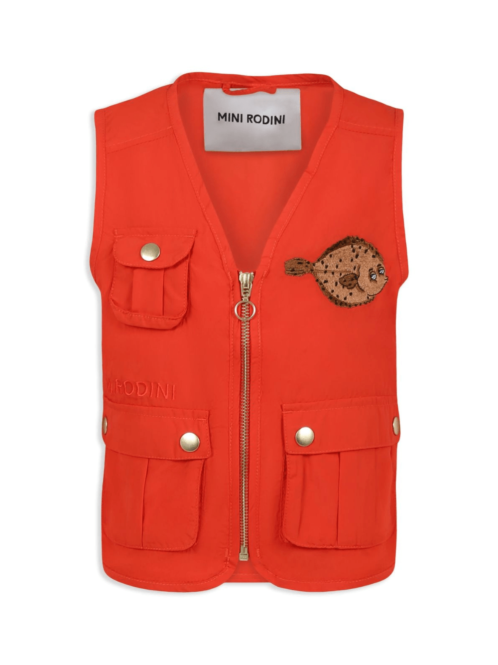 Gilet con tasche per bambino Mini Rodini rosso con motivo con ricamo - Rubino Kids