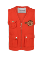 Gilet con tasche per bambino Mini Rodini rosso con motivo con ricamo - Rubino Kids