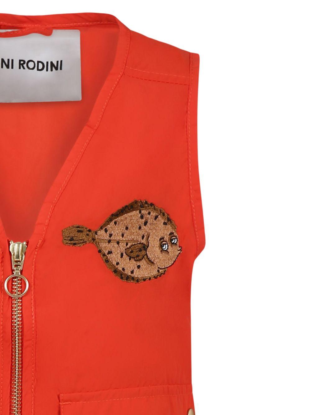 Gilet con tasche per bambino Mini Rodini rosso con motivo con ricamo - Rubino Kids