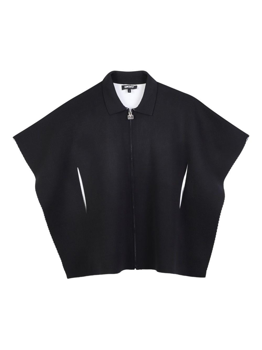 Gilet crop per bambina DKNY Kids nero con zip - Rubino Kids