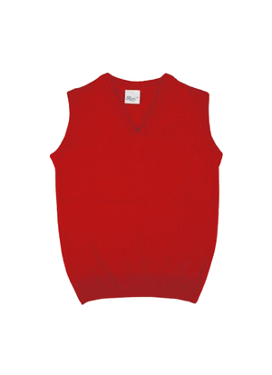 Gilet di lana per bambino Baroni rosso con scollo a V