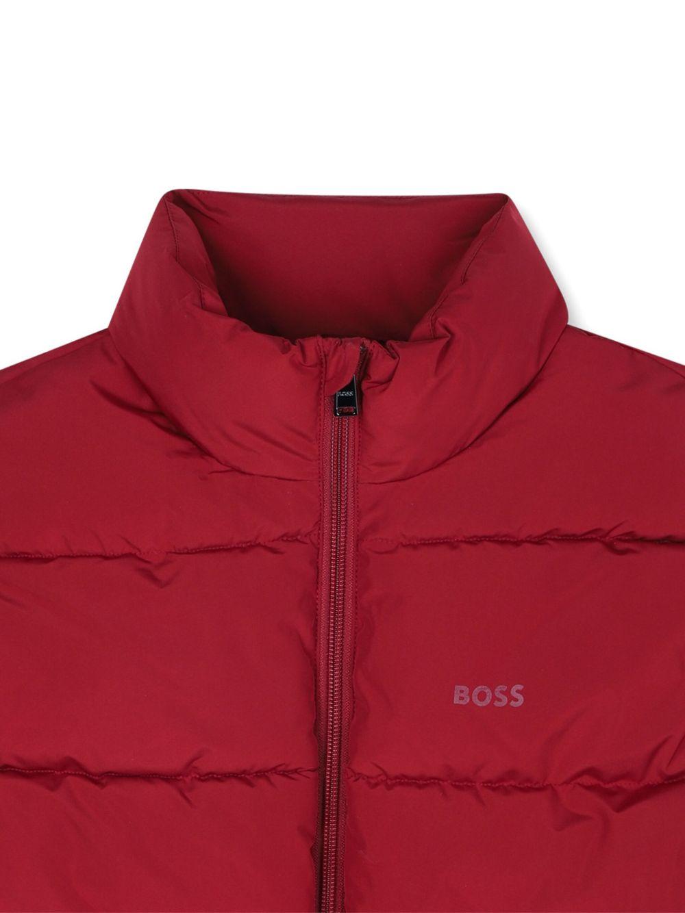 Gilet imbottito per bambino BOSS Kids rosso con colletto rialzato - Rubino Kids