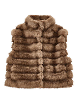 Gilet in eco-pelliccia per bambina Monnalisa marrone effetto volpe