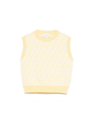 Gilet in maglia per bambina Fendi Kids giallo con monogramma FF all-over