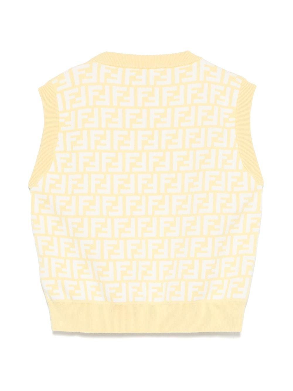 Gilet in maglia per bambina Fendi Kids giallo con monogramma FF all - over - Rubino Kids