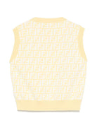 Gilet in maglia per bambina Fendi Kids giallo con monogramma FF all - over - Rubino Kids