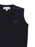 Gilet in maglia per bambino Emporio Armani Kids blu navy con scollo V - Rubino Kids