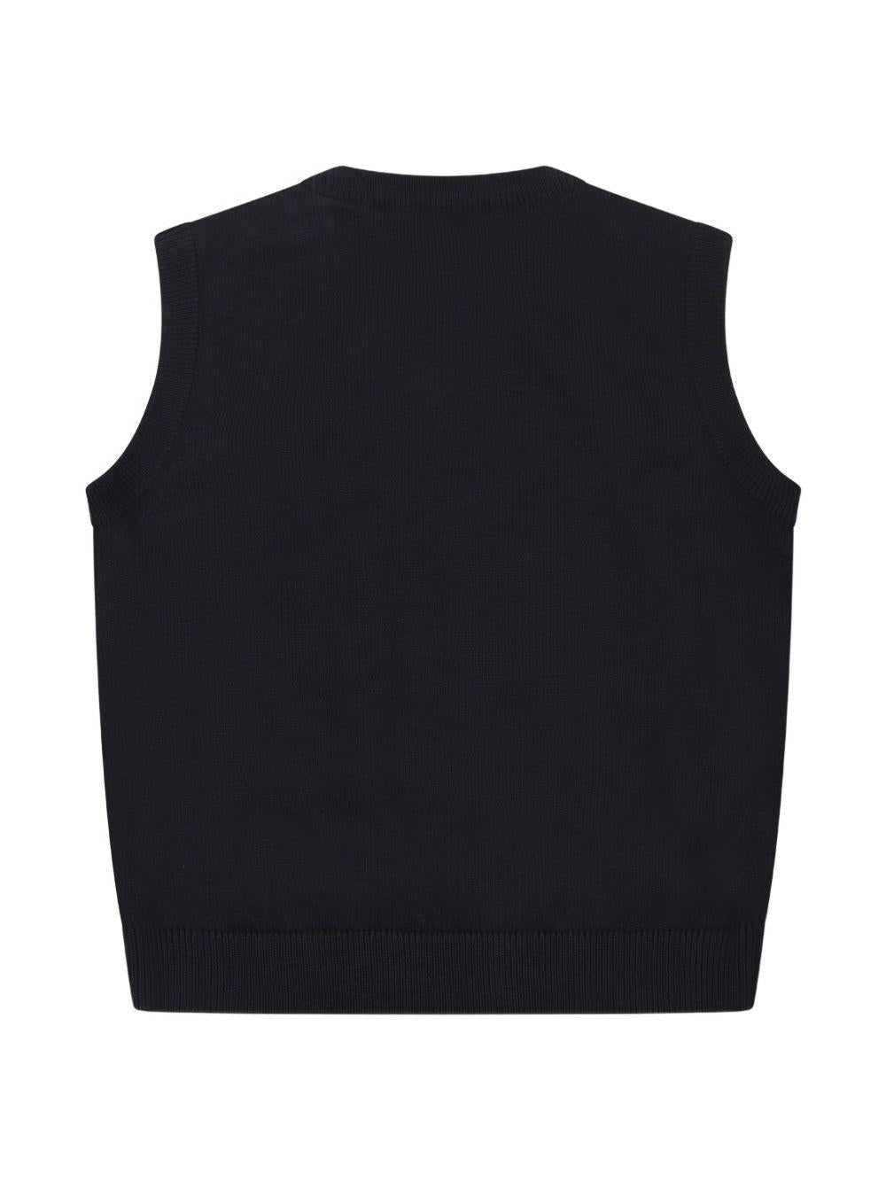 Gilet in maglia per bambino Emporio Armani Kids blu navy con scollo V - Rubino Kids