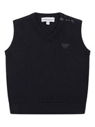 Gilet in maglia per bambino Emporio Armani Kids blu navy con scollo V - Rubino Kids