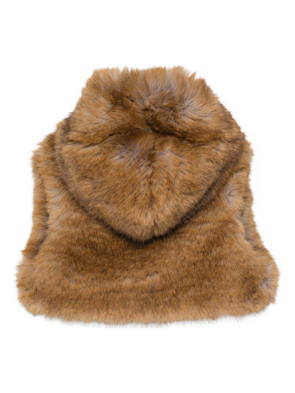 Gilet per bambina Douuod Kids marrone con cappuccio - Rubino Kids