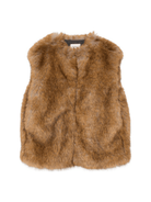 Gilet per bambina Douuod Kids marrone in ecopelliccia - Rubino Kids