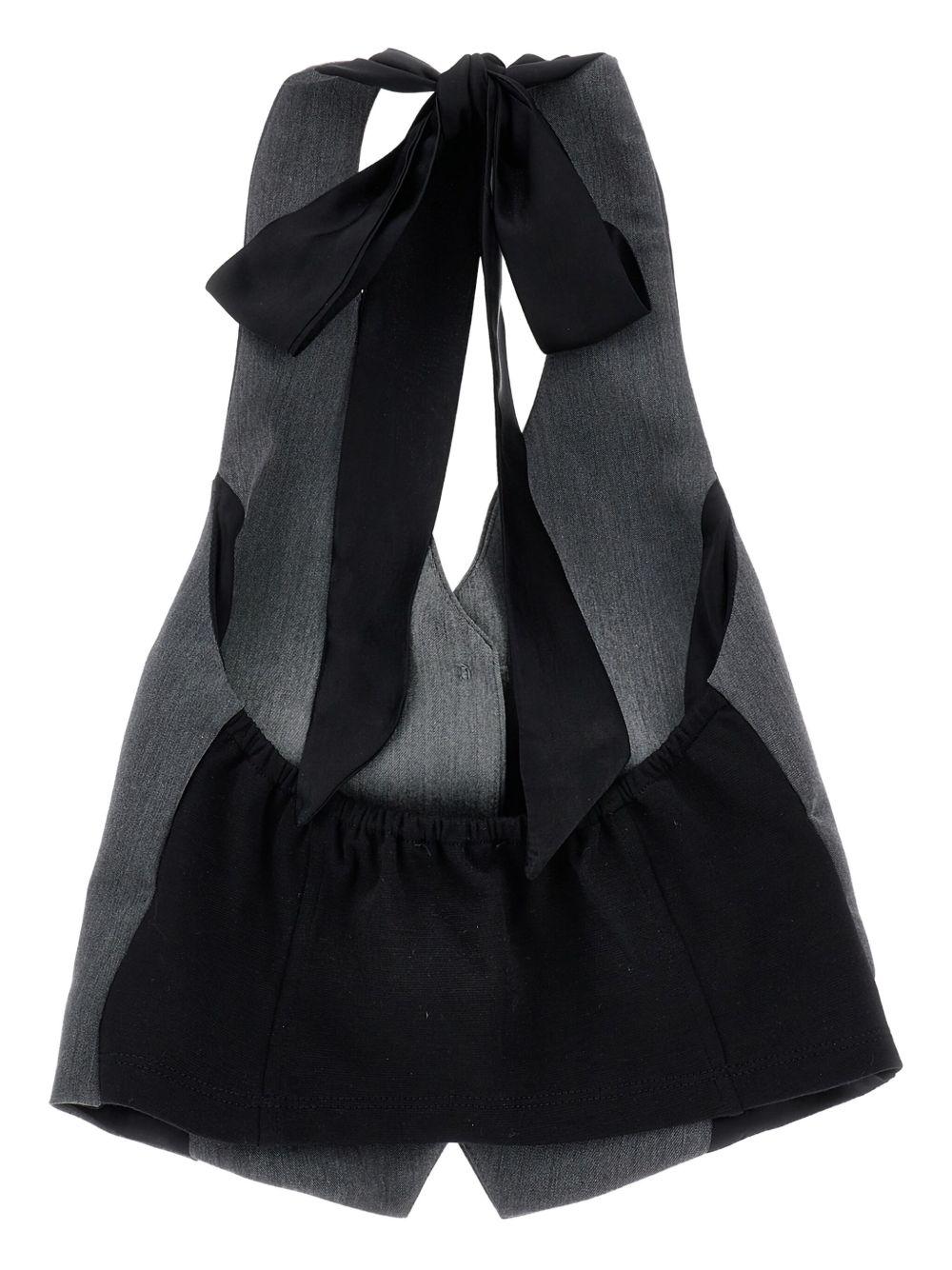 Gilet per bambina Monnalisa grigio con scollo all'americana con nodo - Rubino Kids