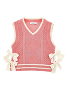 Gilet per bambina Philosophy di Lorenzo Serafini Kids rosa con maglia intrecciata - Rubino Kids