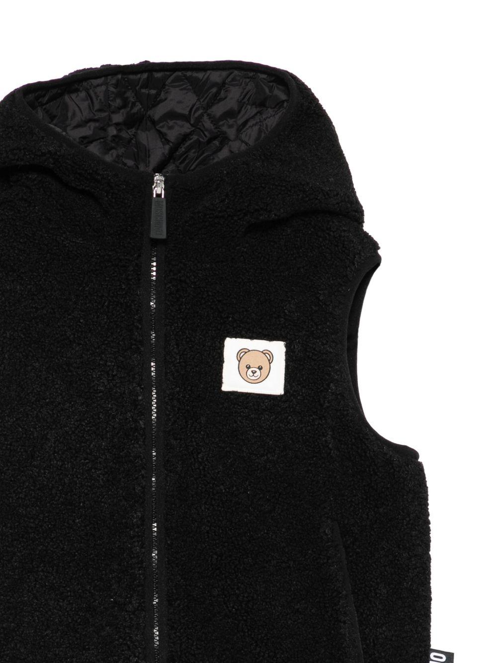 Gilet per bambini Moschino Kids nero con applicazione Teddy - Rubino Kids