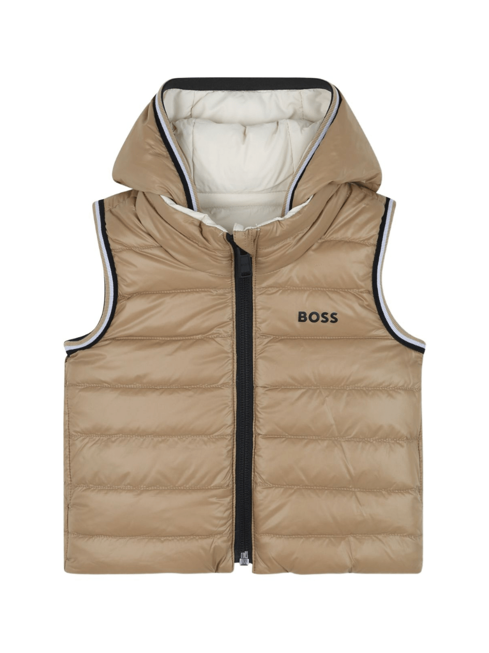 Gilet per bambino Boss Kids beige con design con cappuccio - Rubino Kids