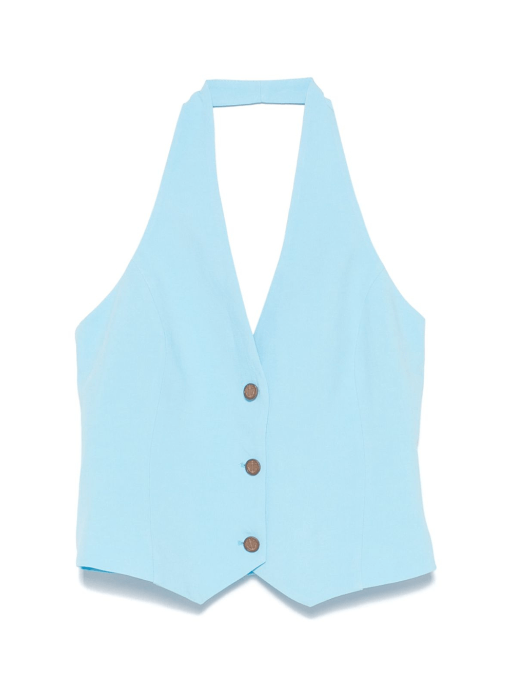 Gilet per donna Merci azzurro con trama slub e scollo all'americana - Rubino Kids