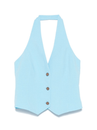 Gilet per donna Merci azzurro con trama slub e scollo all'americana - Rubino Kids