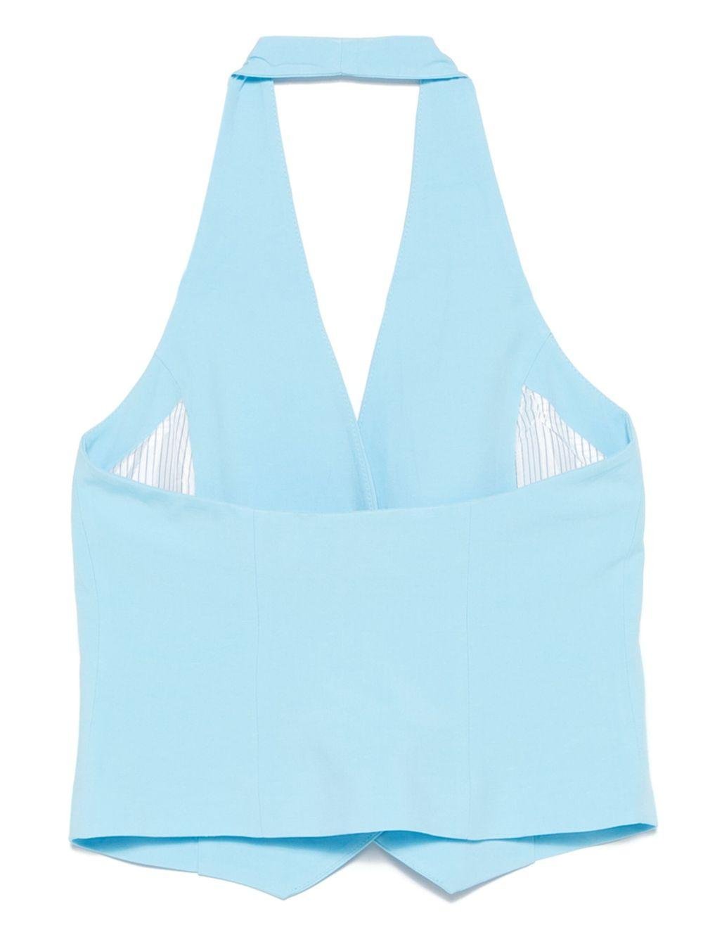 Gilet per donna Merci azzurro con trama slub e scollo all'americana - Rubino Kids