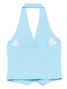 Gilet per donna Merci azzurro con trama slub e scollo all'americana - Rubino Kids