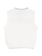 Gilet per neonato Il Gufo bianco in lana vergine con bordo grigio - Rubino Kids