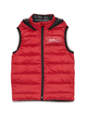 Gilet trapuntato per bambino Boss Kids rosso con cappuccio