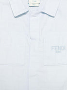 Giubbino baby in popeline per neonato Fendi Kids azzurro con logo FF all - over - Rubino Kids