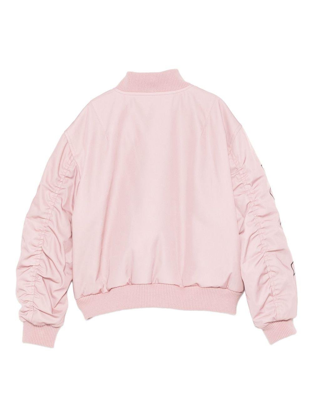 Giubbino Bookish Diagonal per bambina Off - White Kids con rosa tasche laterali con patta - Rubino Kids