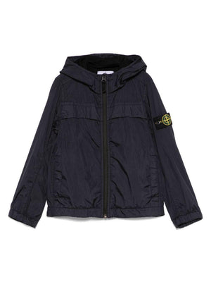 Giubbino con applicazione Compass per bambino Stone Island Junior blu con orli elasticizzati