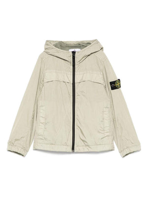Giubbino con applicazione Compass per bambino Stone Island Junior verde con orli elasticizzati