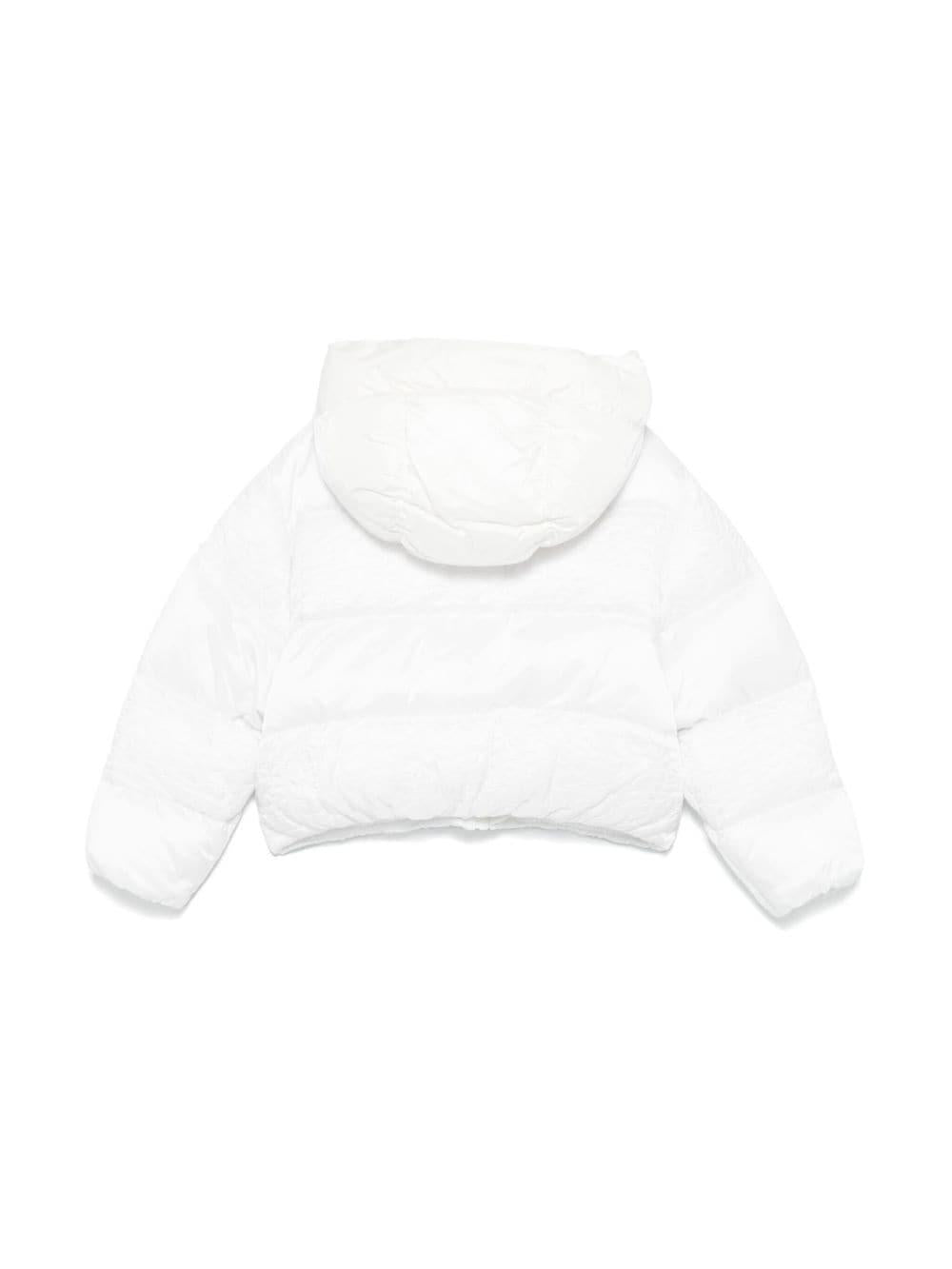 Giubbino con ricamo per bambina Moschino Kids bianco con design imbottito - Rubino Kids
