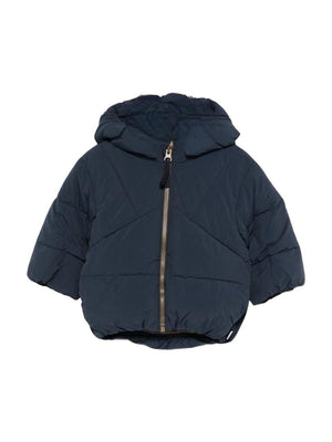 Harpo Molo baby jacket in blue with a smiley face print on the back