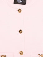 Giubbino jaquard floreale per bambina Versace Kids rosa con maniche lunghe - Rubino Kids