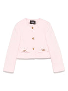 Giubbino jaquard floreale per bambina Versace Kids rosa con maniche lunghe - Rubino Kids