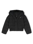 Giubbino per bambina Calvin Klein Kids nero con ricamo logo sul petto - Rubino Kids