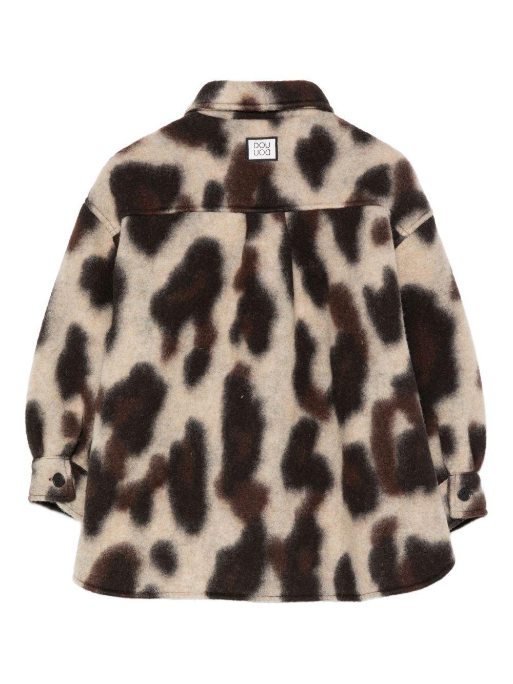 Giubbino per bambina Douuod Kids animalier con colletto a punta - Rubino Kids