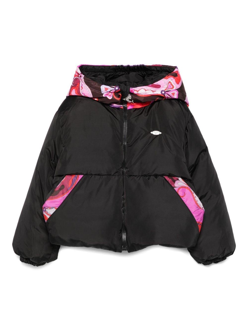 Giubbino per bambina Emilio Pucci Junior nero con stampa paisley - Rubino Kids