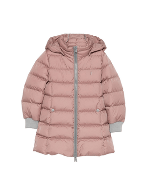 Giubbino per bambina Herno Kids rosa imbottito con cappuccio
