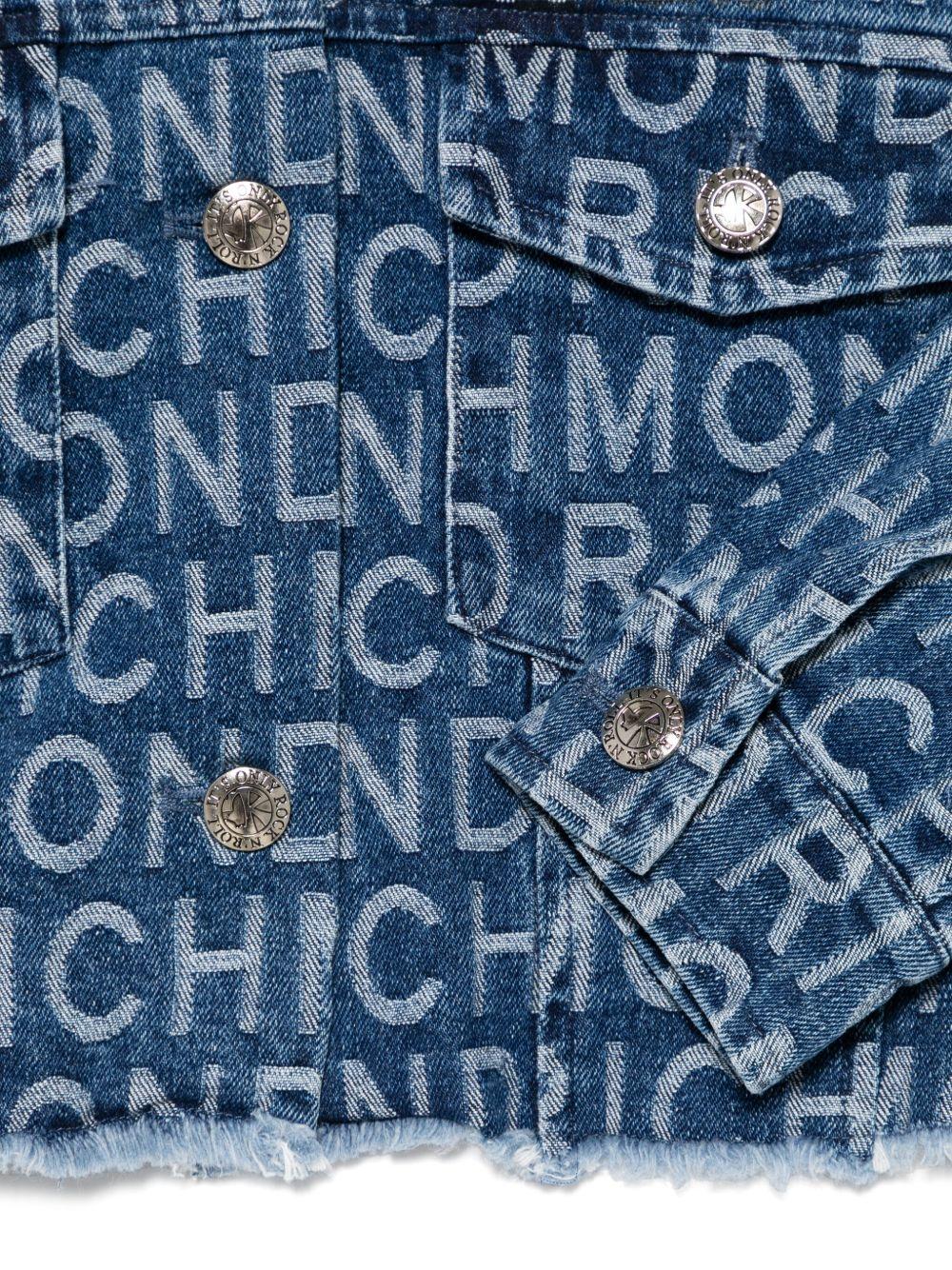 Giubbino per bambina John Richmond Junior in denim con logo jacquard - Rubino Kids