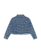 Giubbino per bambina John Richmond Junior in denim con logo jacquard - Rubino Kids