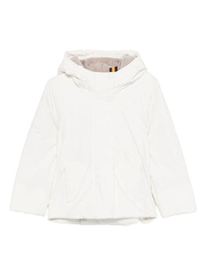 Giubbino per bambina K-Way Kids bianco con applicazione logo sul davanti