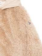 Giubbino per bambina Moncler Enfant beige in shearling con chiusura frontale con zip - Rubino Kids