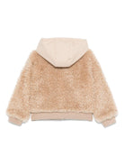 Giubbino per bambina Moncler Enfant beige in shearling con chiusura frontale con zip - Rubino Kids