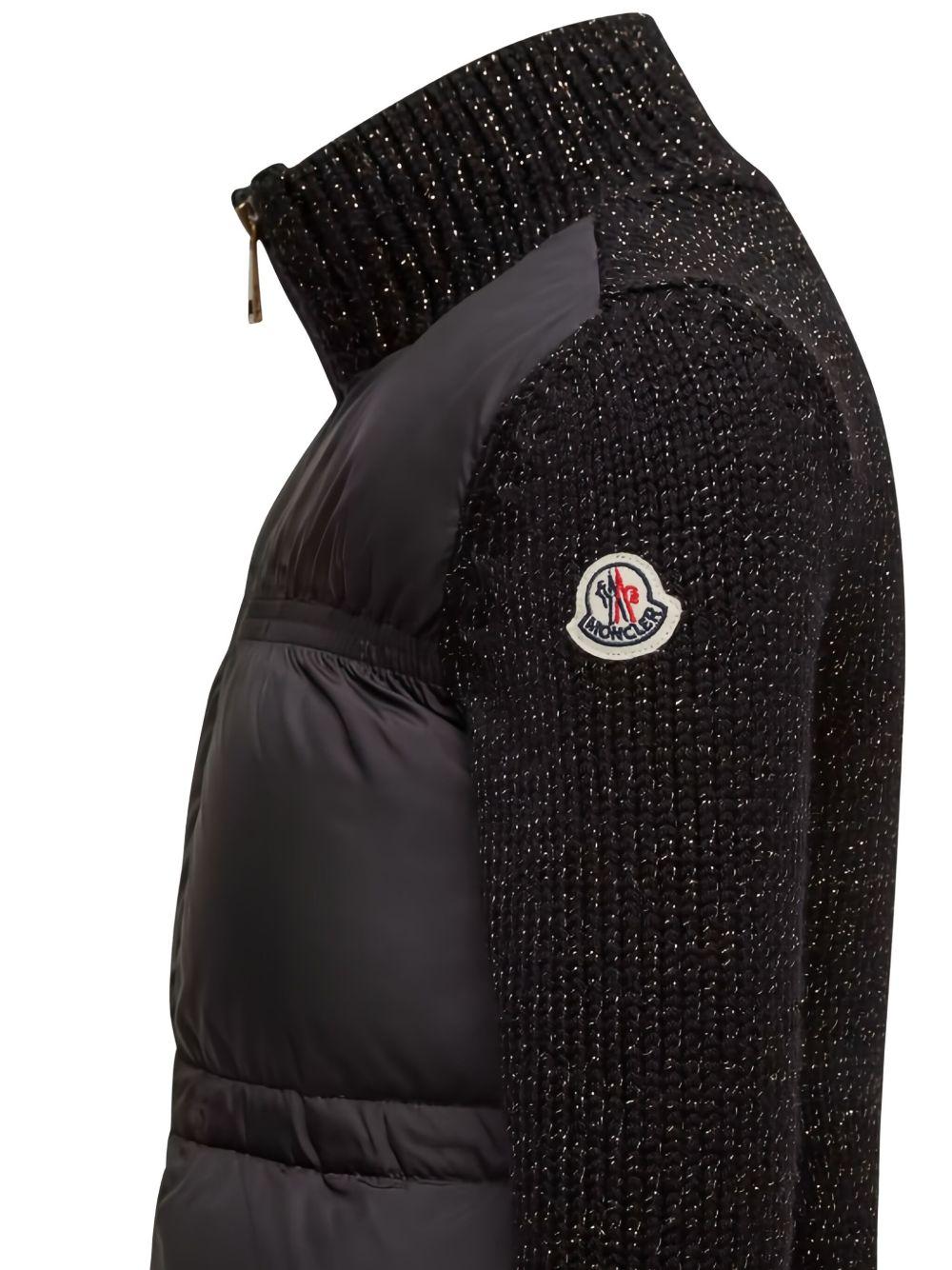 Giubbino per bambina Moncler Enfant nero con design a inserti - Rubino Kids