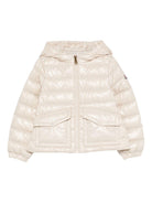 Giubbino per bambina Moncler Kids bianco con cappuccio - Rubino Kids