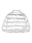 Giubbino per bambina Save The Duck Kids argento con patch con logo - Rubino Kids