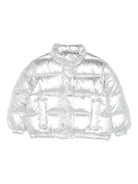 Giubbino per bambina Save The Duck Kids argento con patch con logo - Rubino Kids