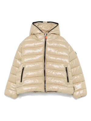 Save The Duck Kids Imara girls' jacket in beige with a glossy finish.